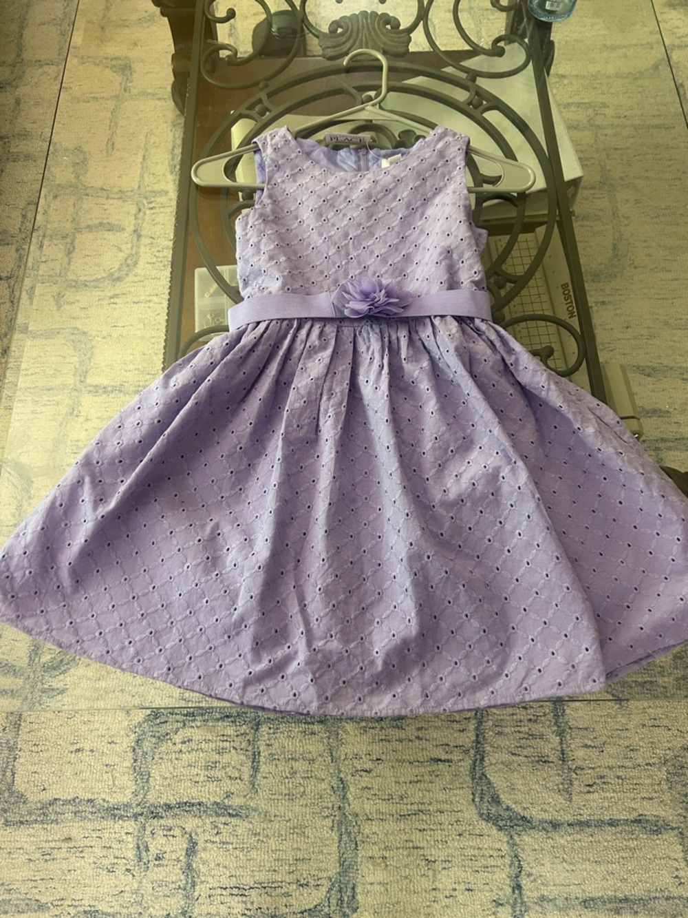 The Children's Place Lavender Eyelet Flower Waist Dress